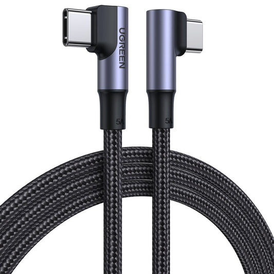 USB-C Data- en oplaadkabel - USB-C UGREEN US335 Schuin, 100W, 1m, Zwart