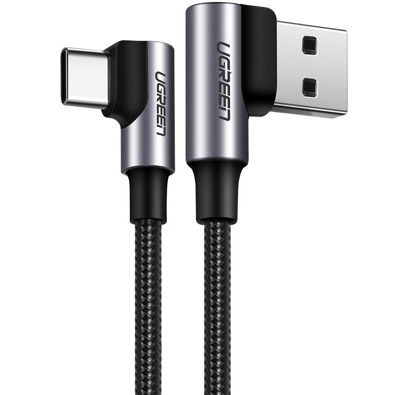 USB-A naar USB-C data- en oplaadkabel UGREEN US255 Schuin, 60W, 1m, Grijs