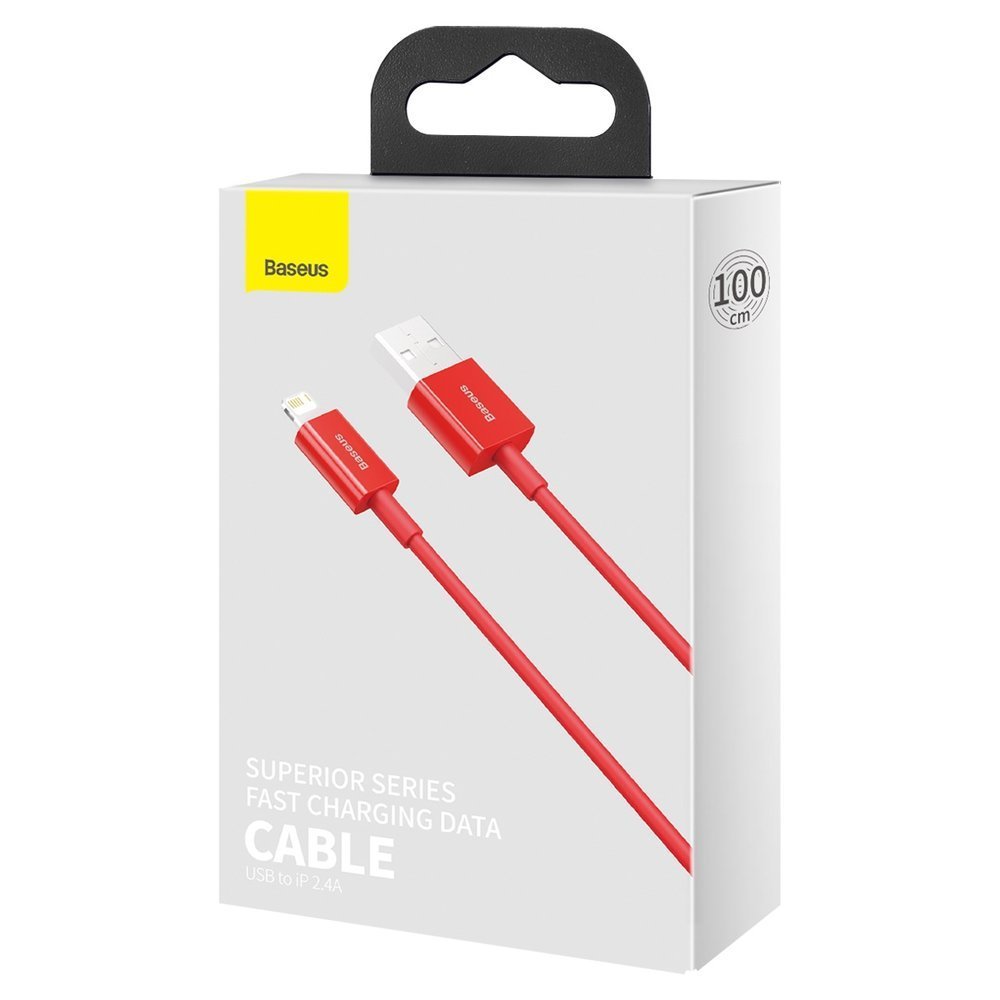 Gegevens- en oplaadkabel USB-A - Lightning Baseus Superior Series, 20W, 1m, Rood CALYS-A09