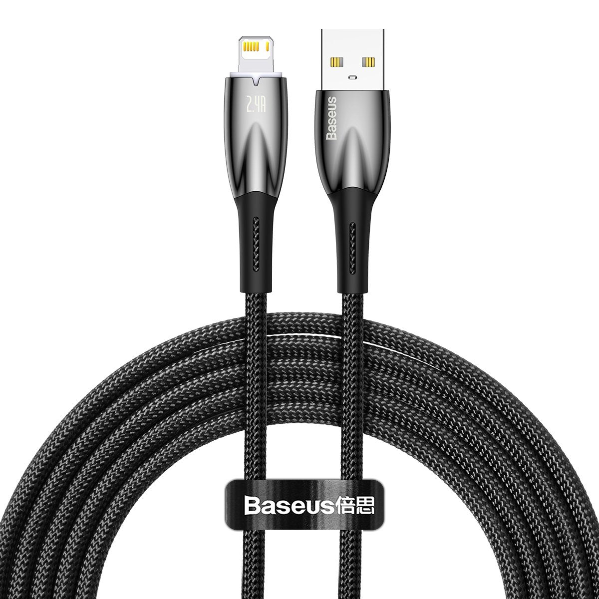 Baseus Glimmer Series USB-A - Lightning Data- en oplaadkabel, 20W, 2m, Zwart
