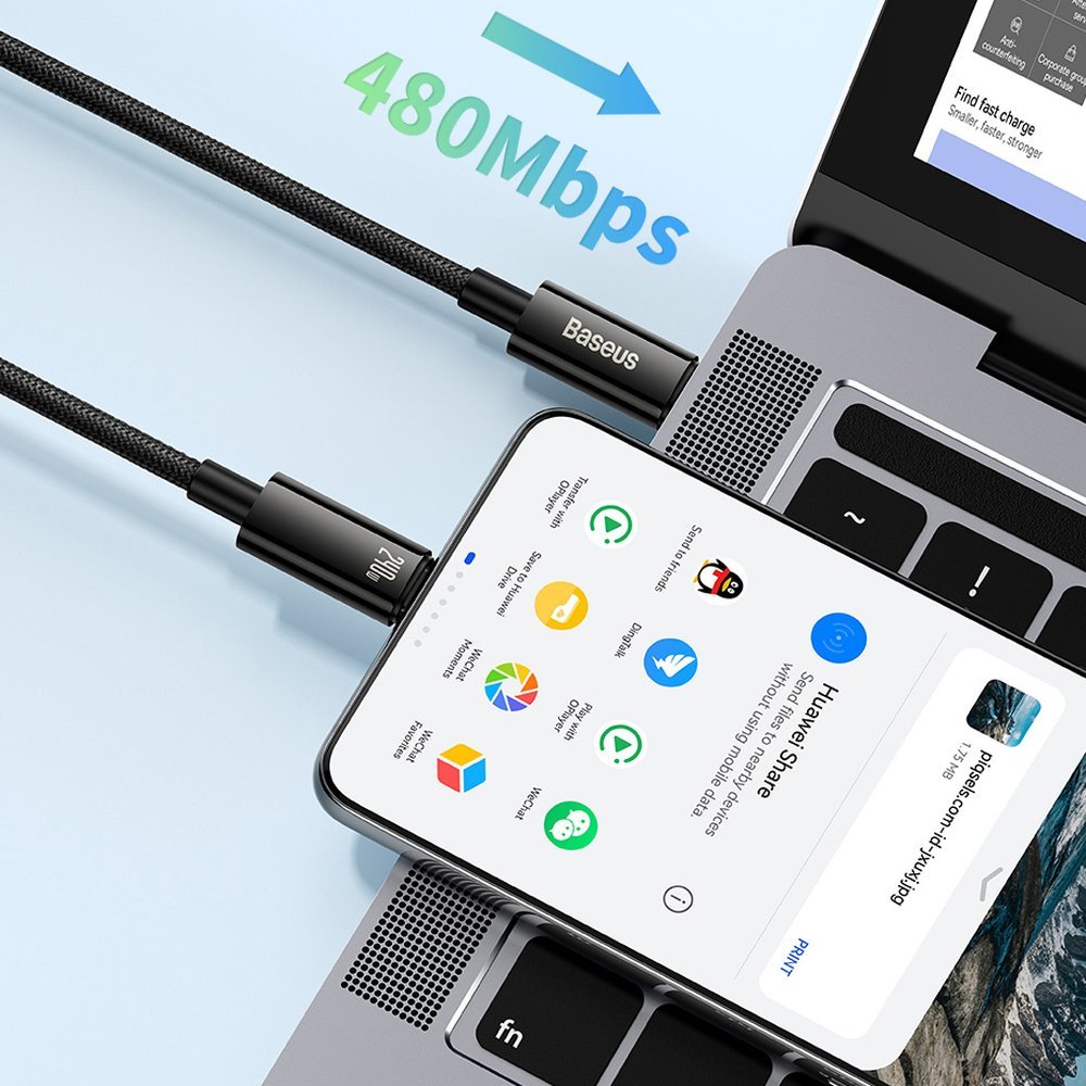USB-C Data- en oplaadkabel - USB-C Baseus Tungsten Gold, 240W, 2m, Zwart CAWJ04010101