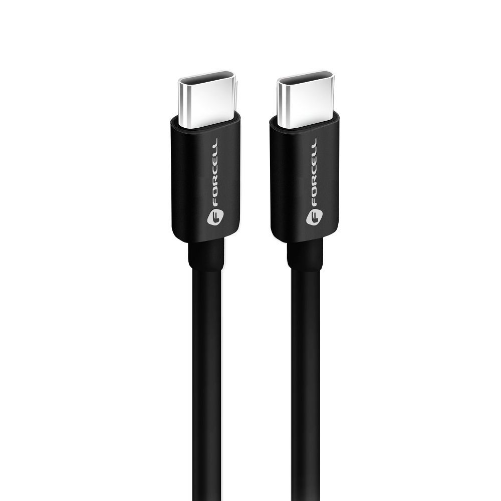 USB-C - USB-C Data- en Oplaadkabel Forcell F-Energy C338, 60W, 0.25m, Zwart