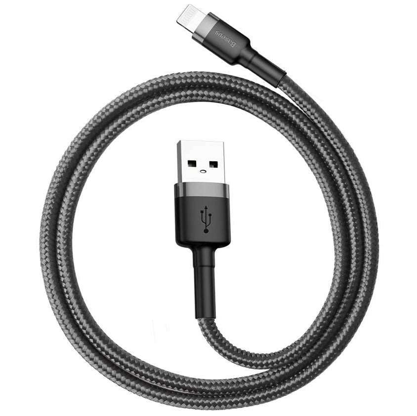 USB-A - Lightning Baseus Cafule Data- en Oplaadkabel, 18W, 0.5m, Grijs CALKLF-AG1