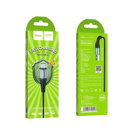 HOCO X38 Cool USB-A - microUSB data- en oplaadkabel, 18W, 1m, Zwart