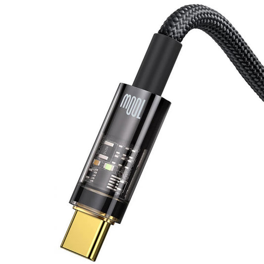 USB-A naar USB-C Baseus Explorer Data- en oplaadkabel, 100W, 1m, Zwart CATS000201