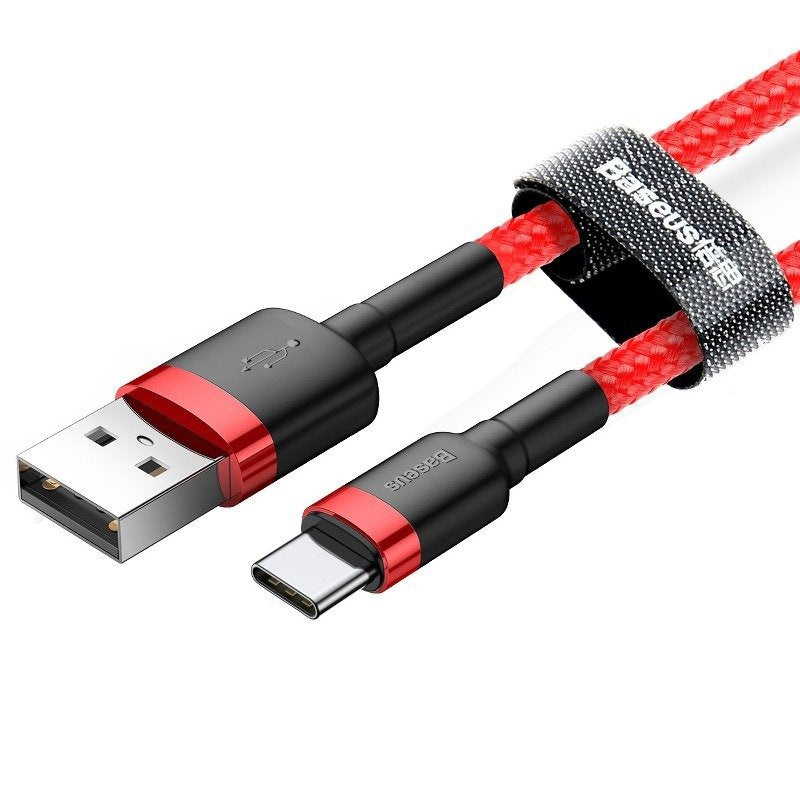 USB-A naar USB-C Data- en Oplaadkabel Baseus Cafule, 60W, 1m, Rood