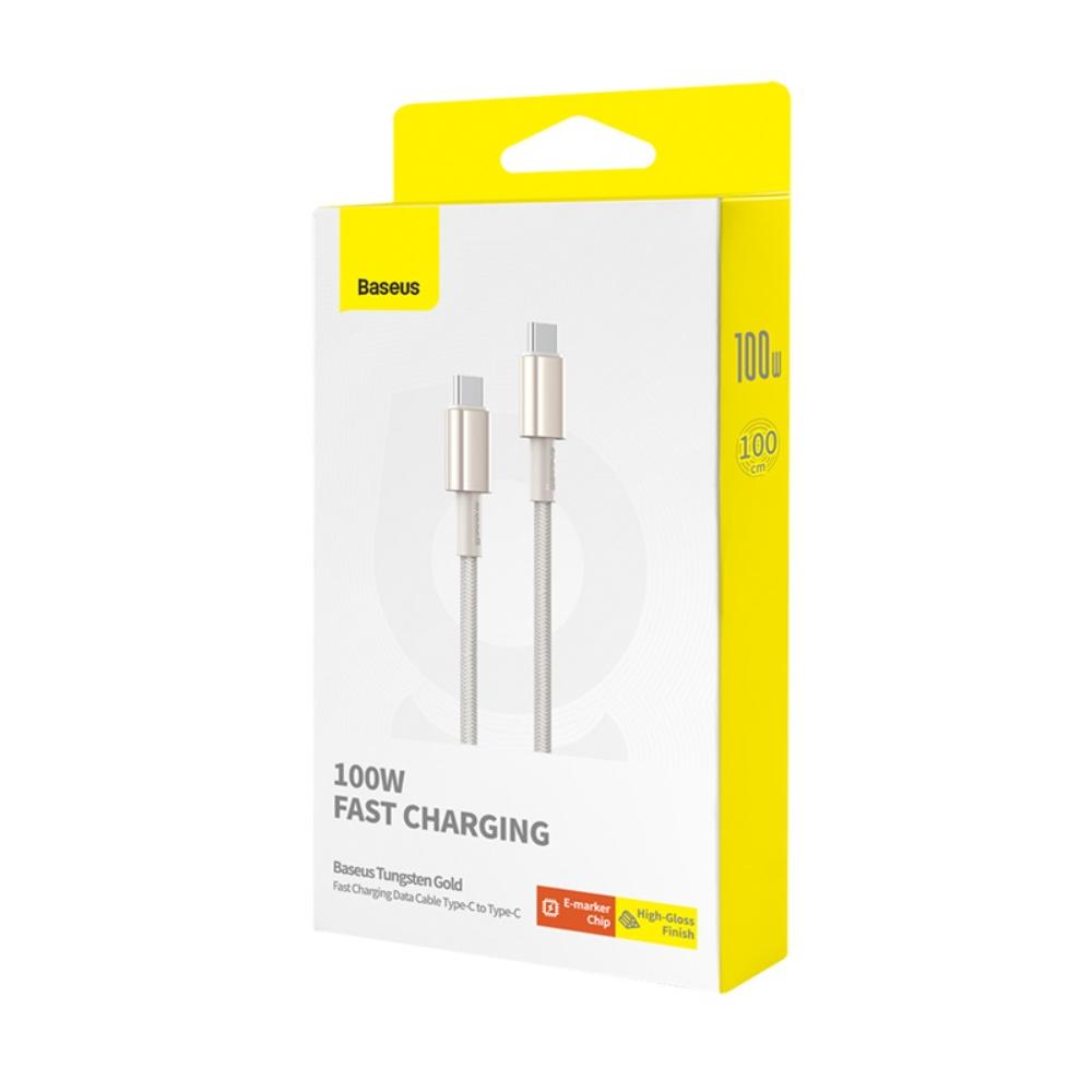USB-C Data- en Oplaadkabel - USB-C Baseus Tungsten Gold, 100W, 1m, Goud P10319800G21-00