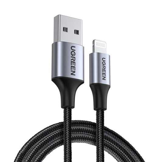 USB-A - Lightning Data en Oplaadkabel UGREEN US199, 18W, 1m, Gri
