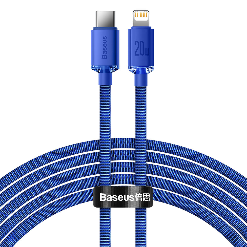 USB-C - Lightning Data- en Oplaadkabel Baseus Crystal Shine Series, 20W, 1.2m, Blauw CAJY000203