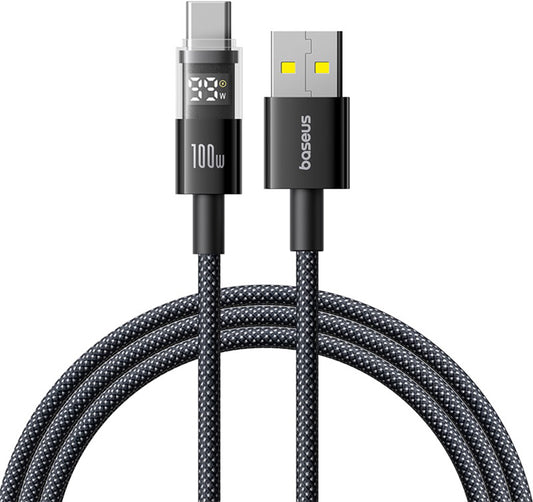 Data- en Oplaadkabel USB-A - USB-C Baseus Display 2, 100W, 2m, Zwart P10382701111-00