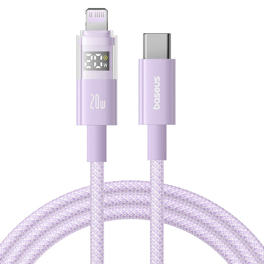 Data- en Oplaadkabel USB-C - Lightning Baseus Display 2, 20W, 1m, Paars P10382703511-00