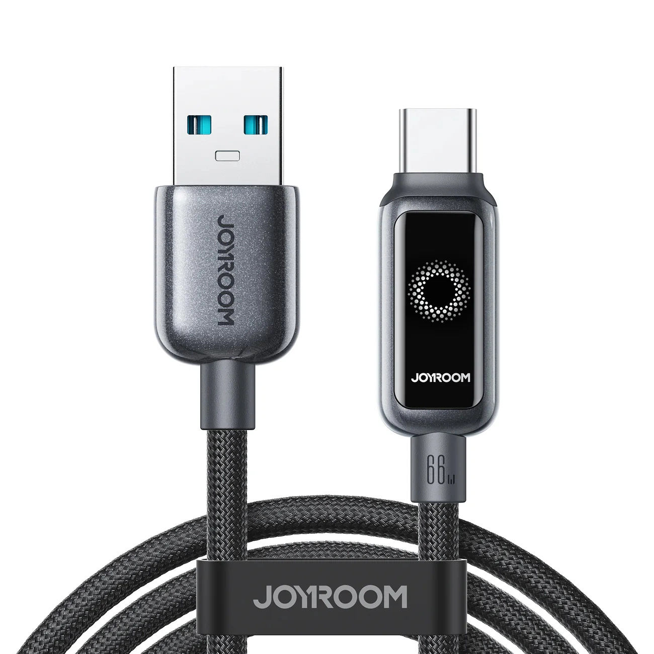 Data- en Oplaadkabel USB-A - USB-C Joyroom S-A55 StarFlight Display, 66W, 1.2m, Zwart