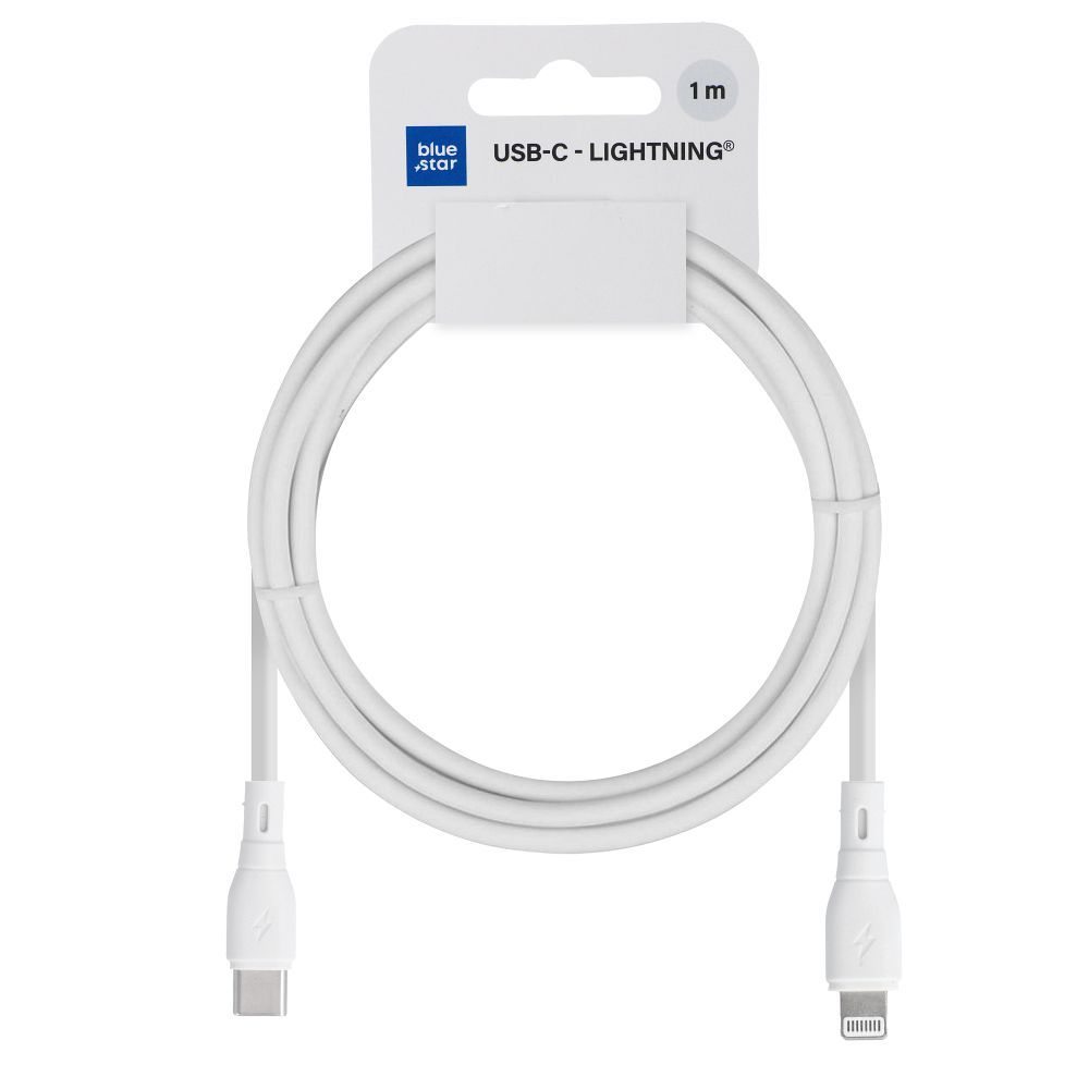 Data- en Oplaadkabel USB-C - Lightning Blue Star Eco, 27W, 1m, Wit