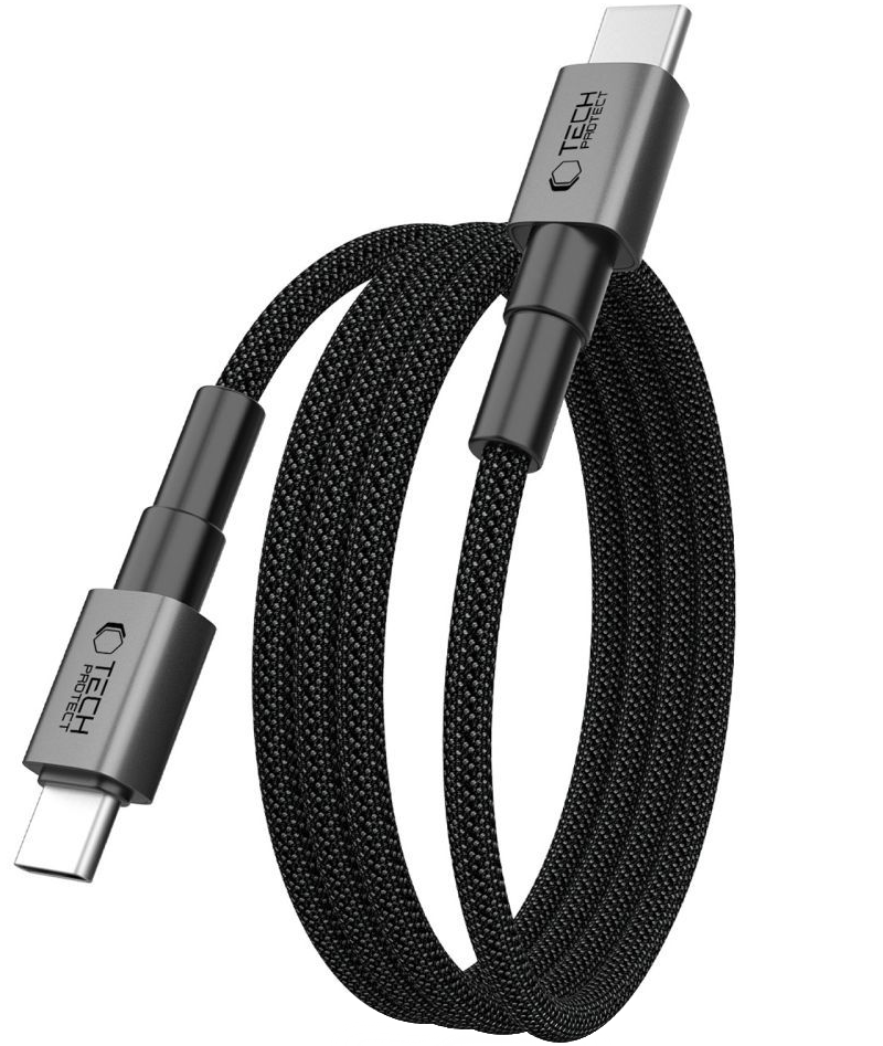 USB-C Data- en Oplaadkabel - USB-C Tech-Protect Ultraboost DNA MagTwist, 100W, 2m, Gri