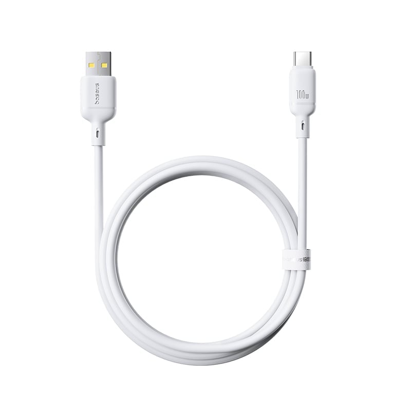 Data- en Oplaadkabel USB-A - USB-C Baseus Silky, 100W, 1m, Wit P10377703213-00