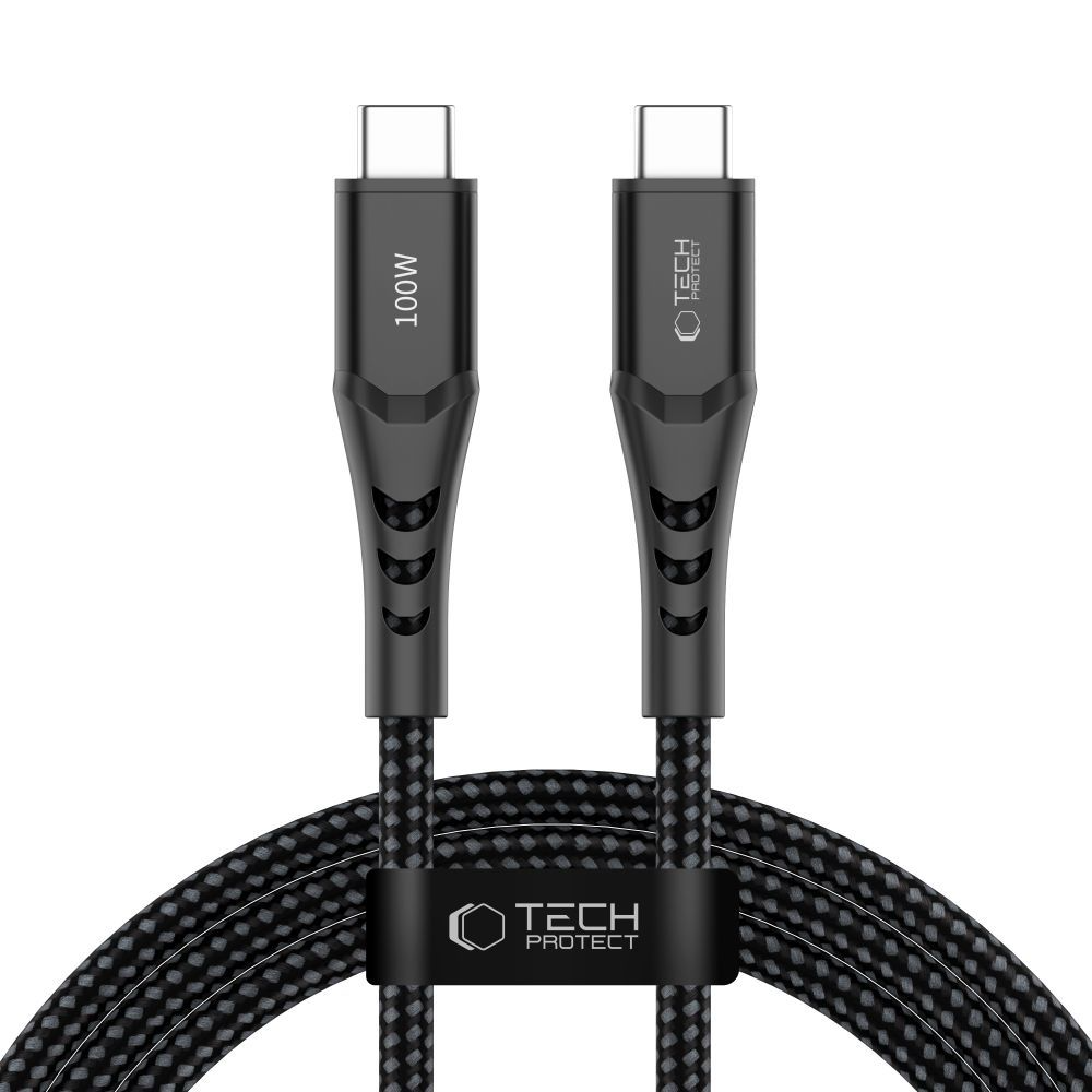 USB-C Data- en Oplaadkabel - USB-C Tech-Protect UB11T Ultraboost, 100W, 2m, Zwart
