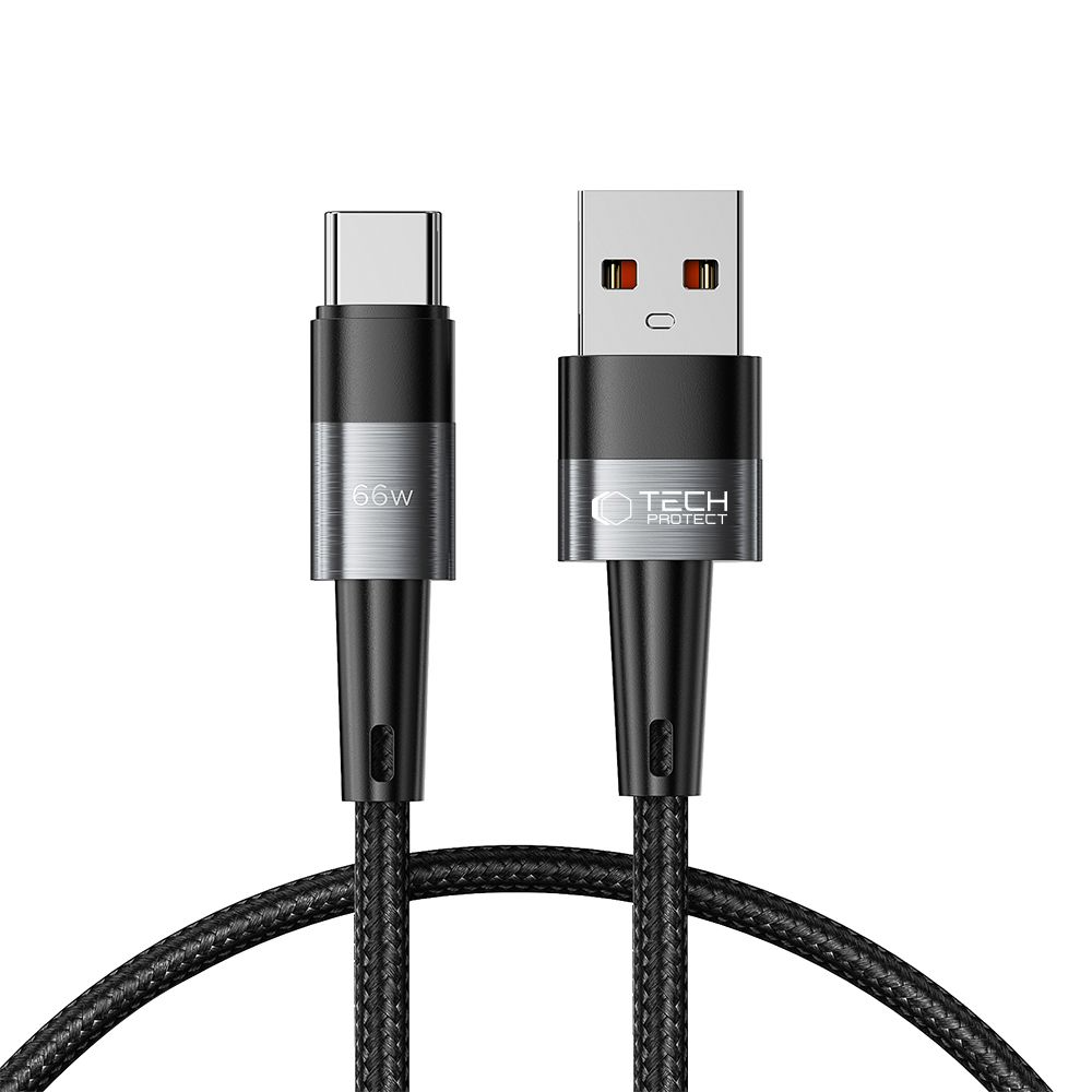 USB-A naar USB-C Data- en Oplaadkabel Tech-Protect Ultraboost, 66W, 0,5m, Grijs