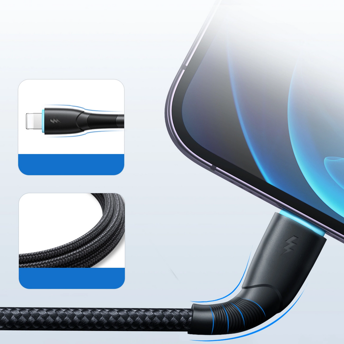 Joyroom S-A32 USB-A-naar-Lightning-kabel voor gegevensoverdracht en opladen, 18 W, 1 m, zwart
