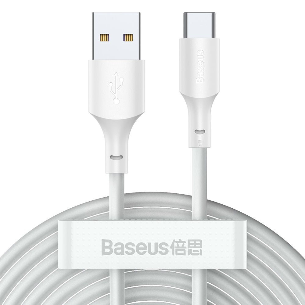 Baseus USB-A to USB-C Data and Charging Cable, 40W, 1.5m, Set of 2 pieces, White TZCATZJ-02