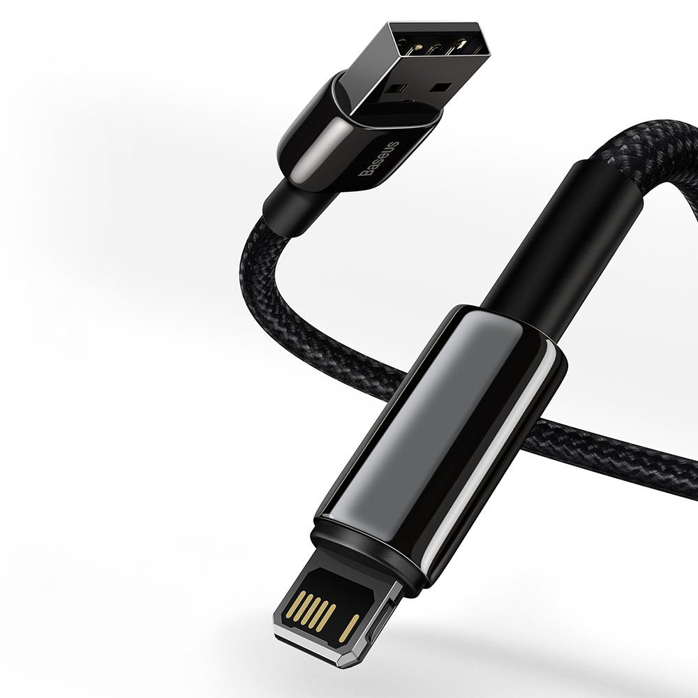 USB naar Lightning Data en Oplaadkabel Baseus Tungsten Gold, 2m, 2.4A, Zwart CALWJ-A01