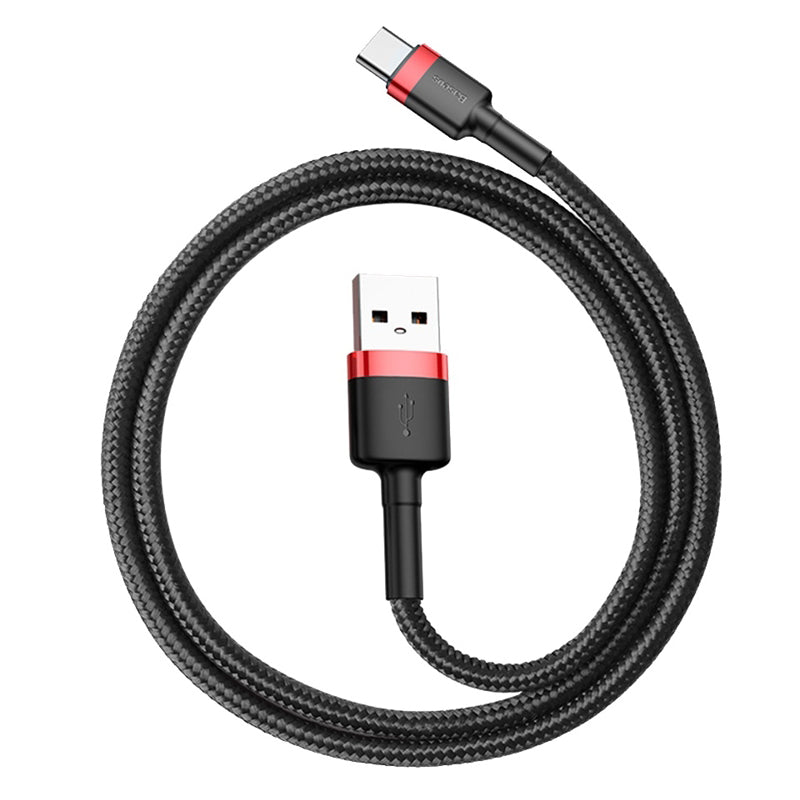 Data- en Oplaadkabel USB-A - USB-C Baseus Cafule, 60W, 0.5m, Rood CATKLF-A91