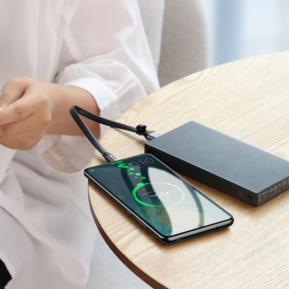 USB-A - USB-C Baseus Simple Data- en Oplaadkabel, 40W, 0.23m, Grijs CATMBJ-BG1