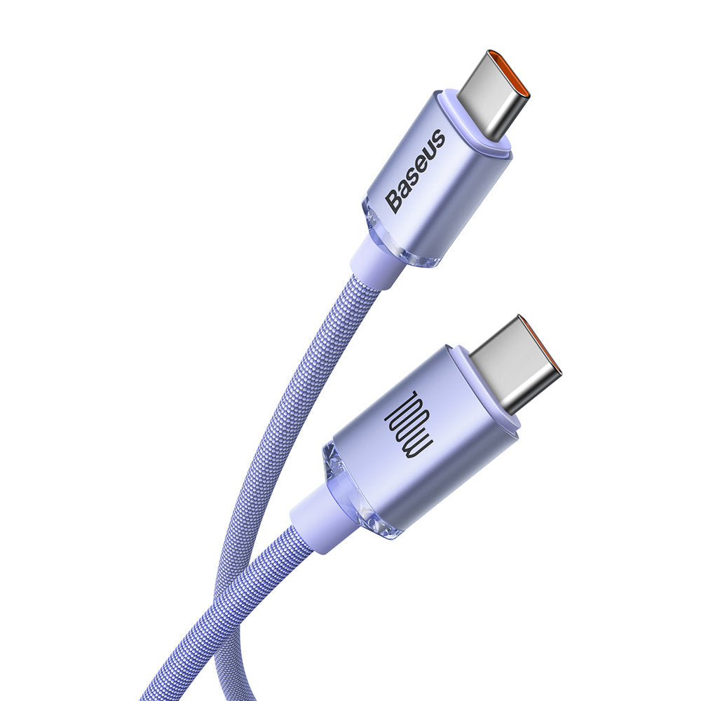 USB-C data- en oplaadkabel - USB-C Baseus Crystal Shine Series, 100W, 2m, paars CAJY000705