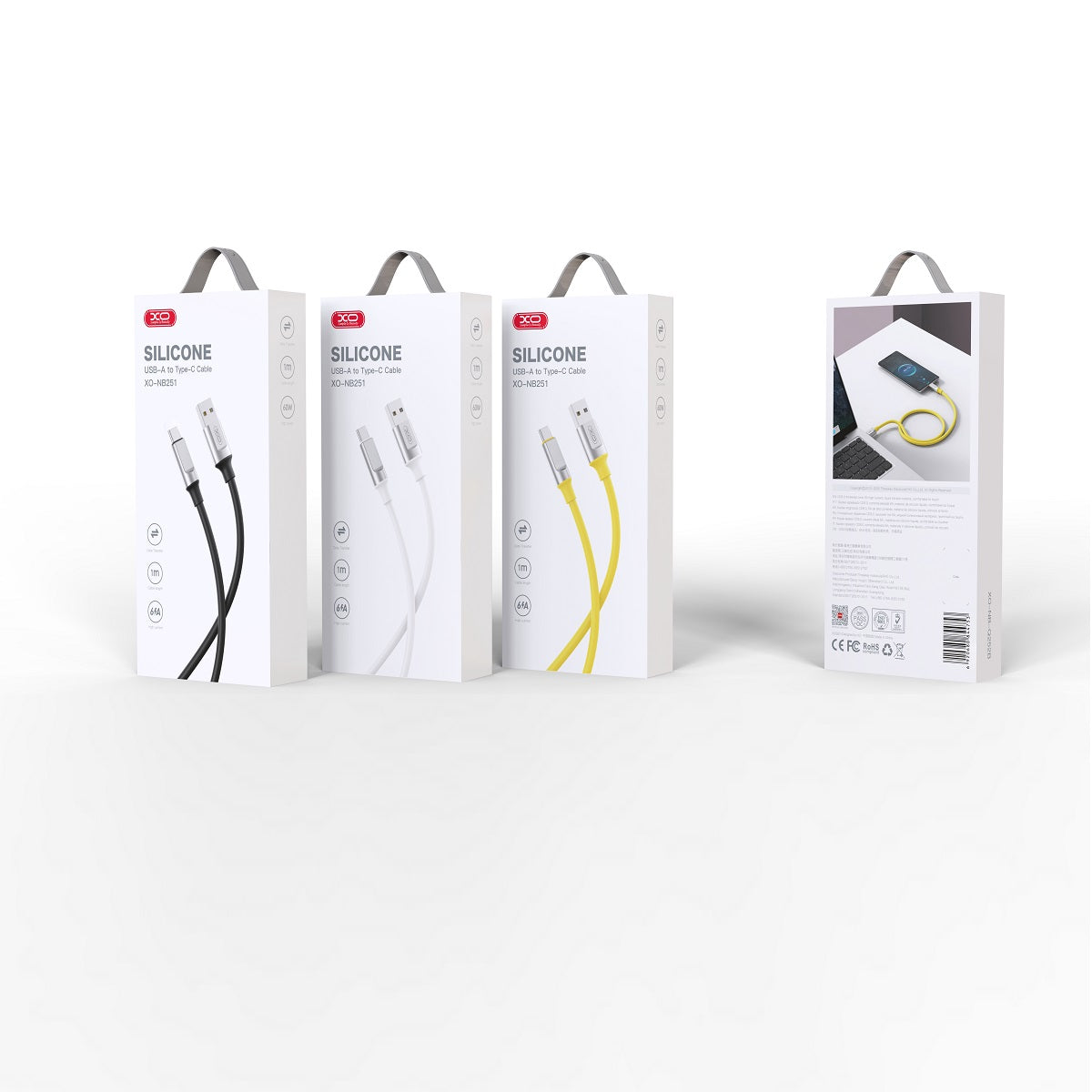Data- en Oplaadkabel USB-A - USB-C XO Design NB251, 18W, 1m, Zwart