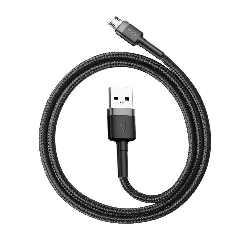USB-A - microUSB Baseus Cafule Data en Oplaadkabel, 18W, 0.5m, Grijs CAMKLF-AG1