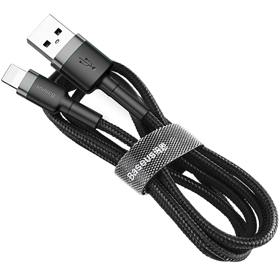 USB-A - Lightning Baseus Cafule Data- en Oplaadkabel, 18W, 0.5m, Grijs CALKLF-AG1
