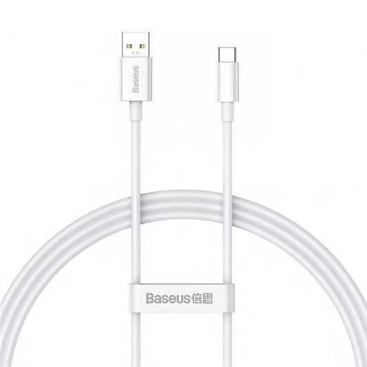 Data- en oplaadkabel USB-A - USB-C Baseus Superior Series, 65W, 1m, Wit CAYS000902