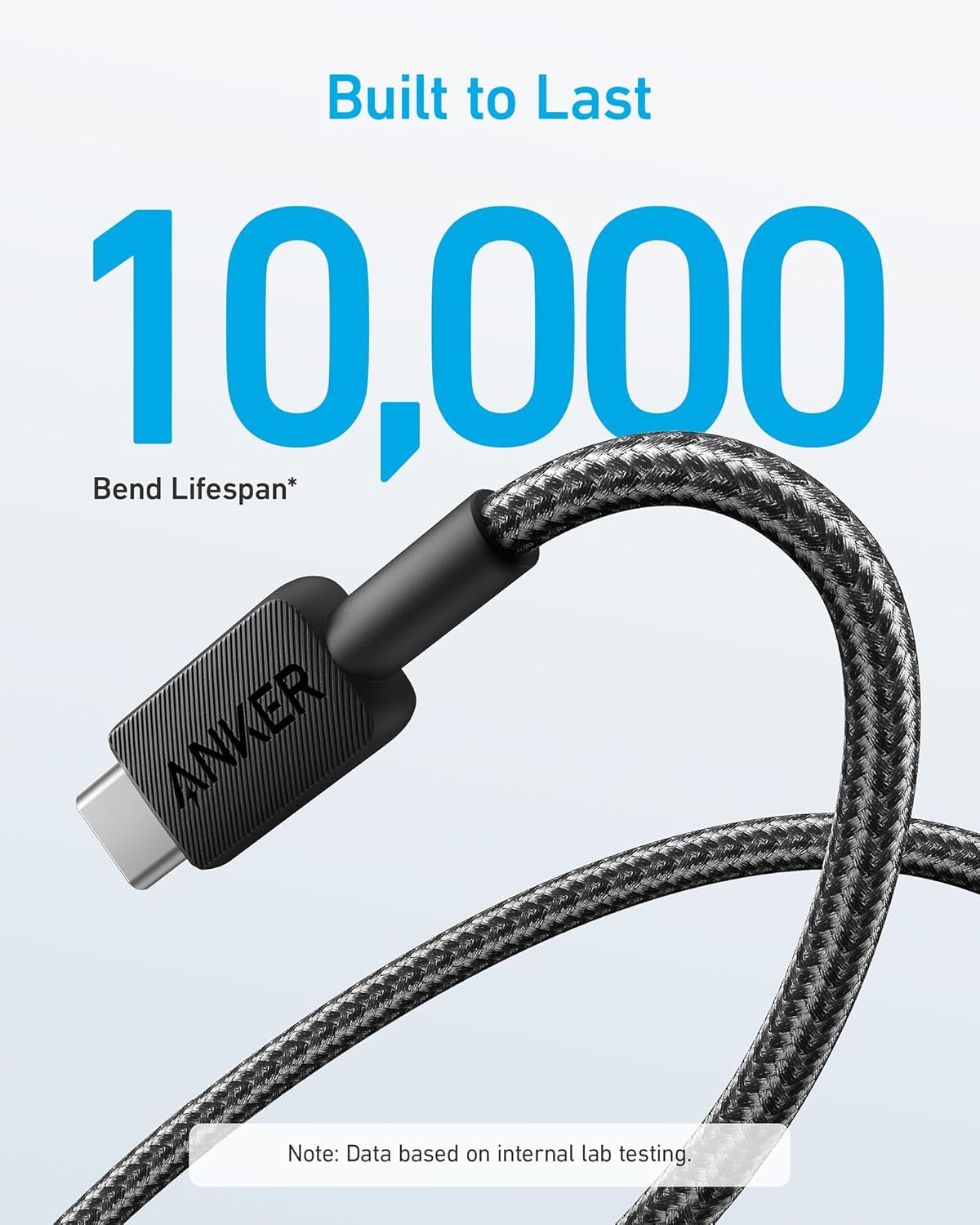 USB-A - USB-C Anker 322 Data- en Oplaadkabel, 18W, 1.8m, Zwart A81H6G11