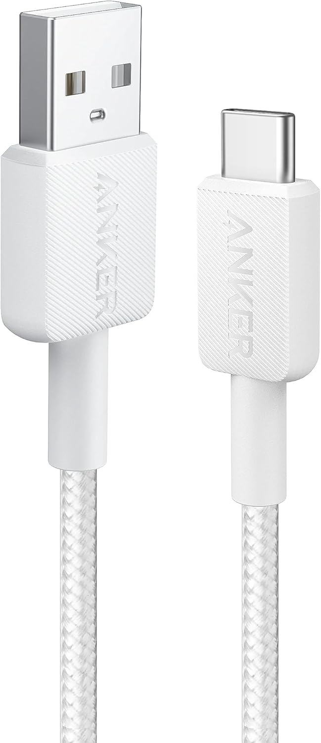 USB-A - USB-C Anker 322 Data- en Oplaadkabel, 18W, 0.9m, Wit A81H5G21