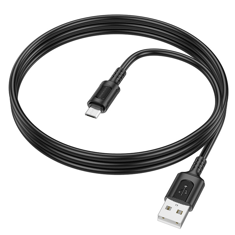 USB-A - microUSB Data en Oplaadkabel Borofone BX111 Feliz, 18W, 1m, Zwart