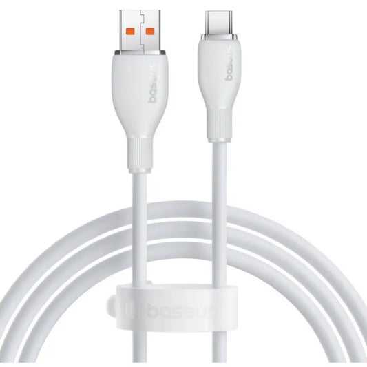 Data- en Oplaadkabel USB-A naar USB-C Baseus Pudding, 100W, 1.2m, Wit