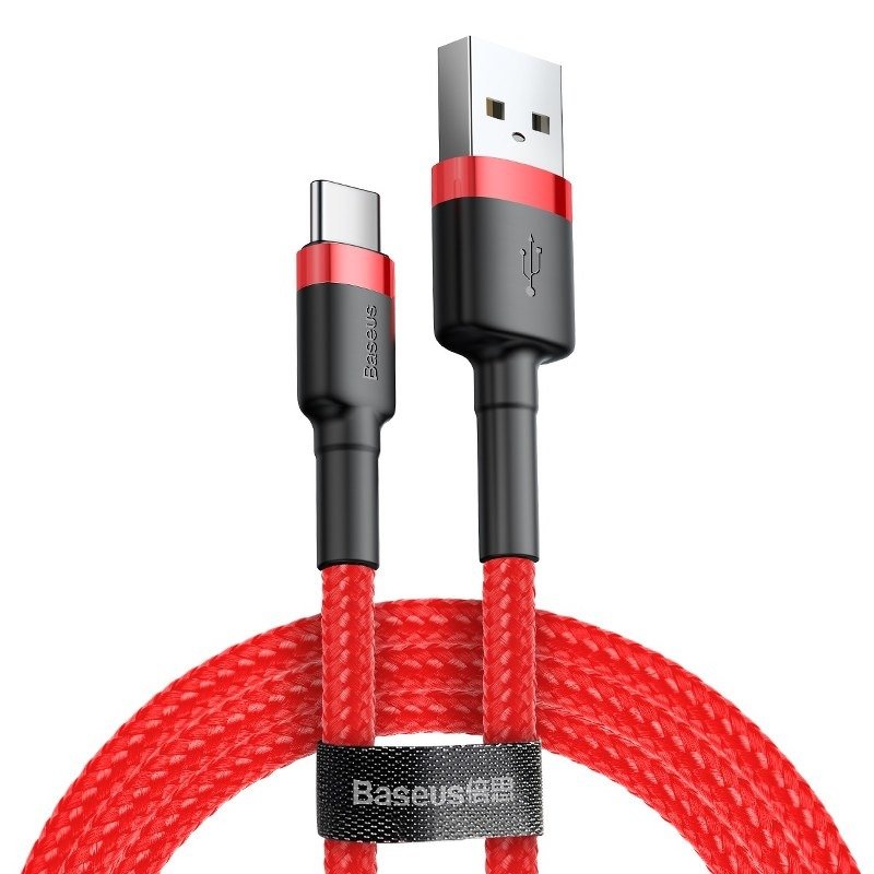 USB-A naar USB-C Data- en Oplaadkabel Baseus Cafule, 60W, 1m, Rood