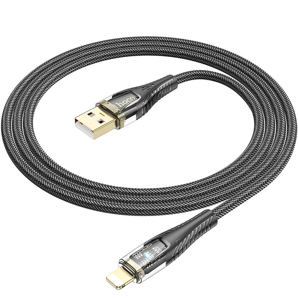 Data- en Oplaadkabel USB-A - Lightning HOCO U121, 18W, 1.2m, Zwart