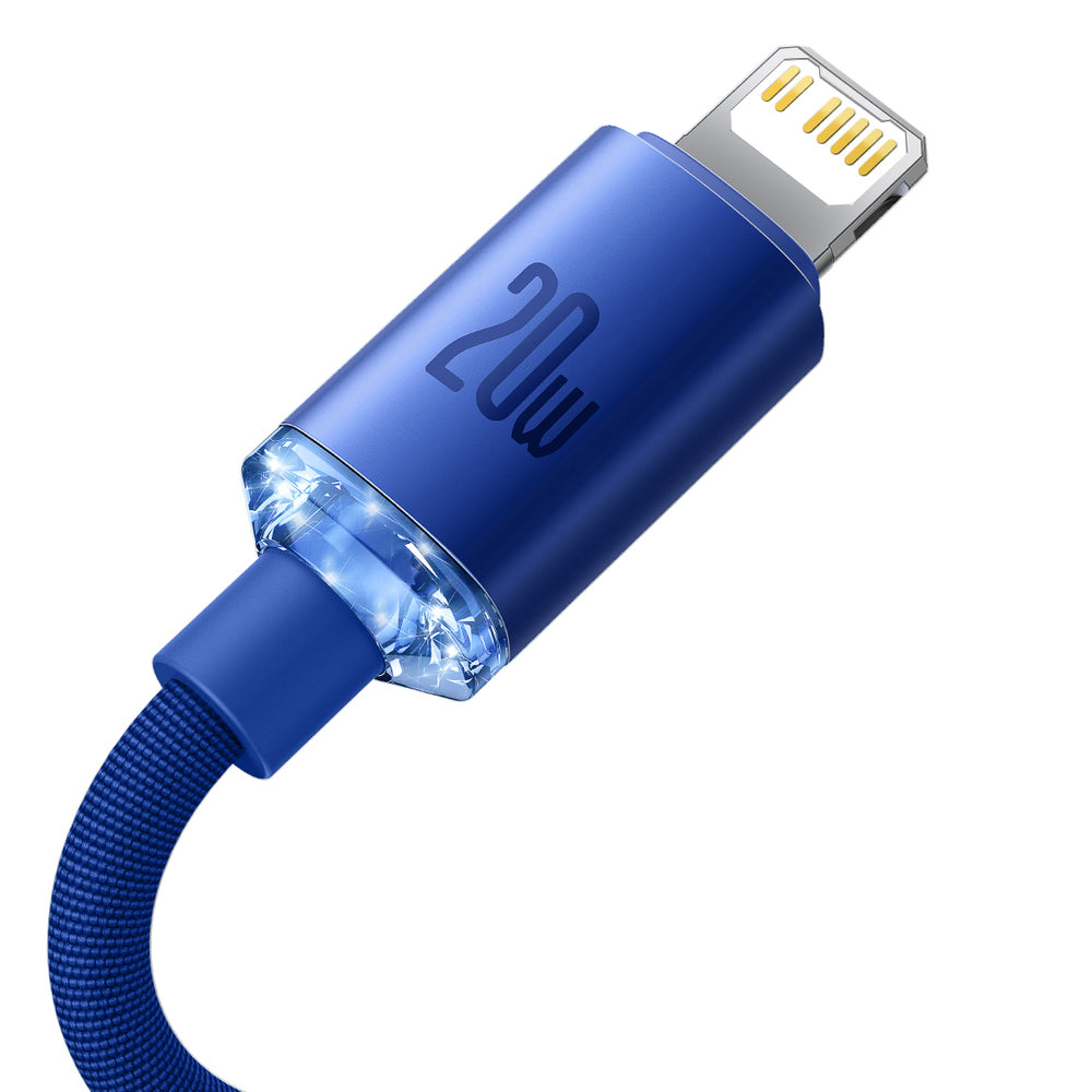 USB-C - Lightning Data- en Oplaadkabel Baseus Crystal Shine Series, 20W, 1.2m, Blauw CAJY000203