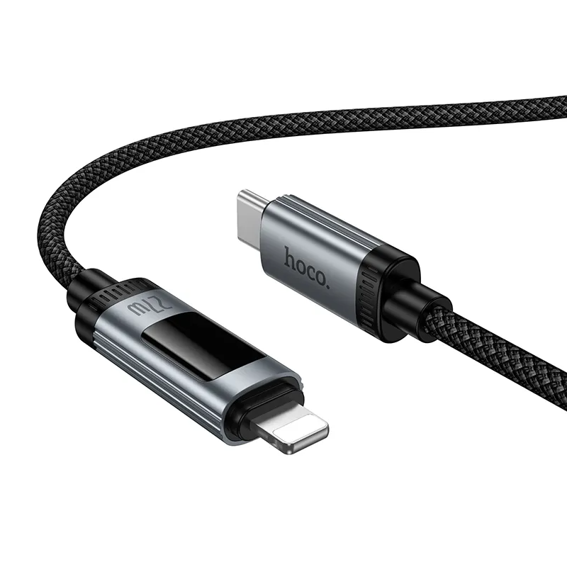 Data- en Oplaadkabel USB-C - Lightning HOCO Display U148, 27W, 1.2m, Zwart
