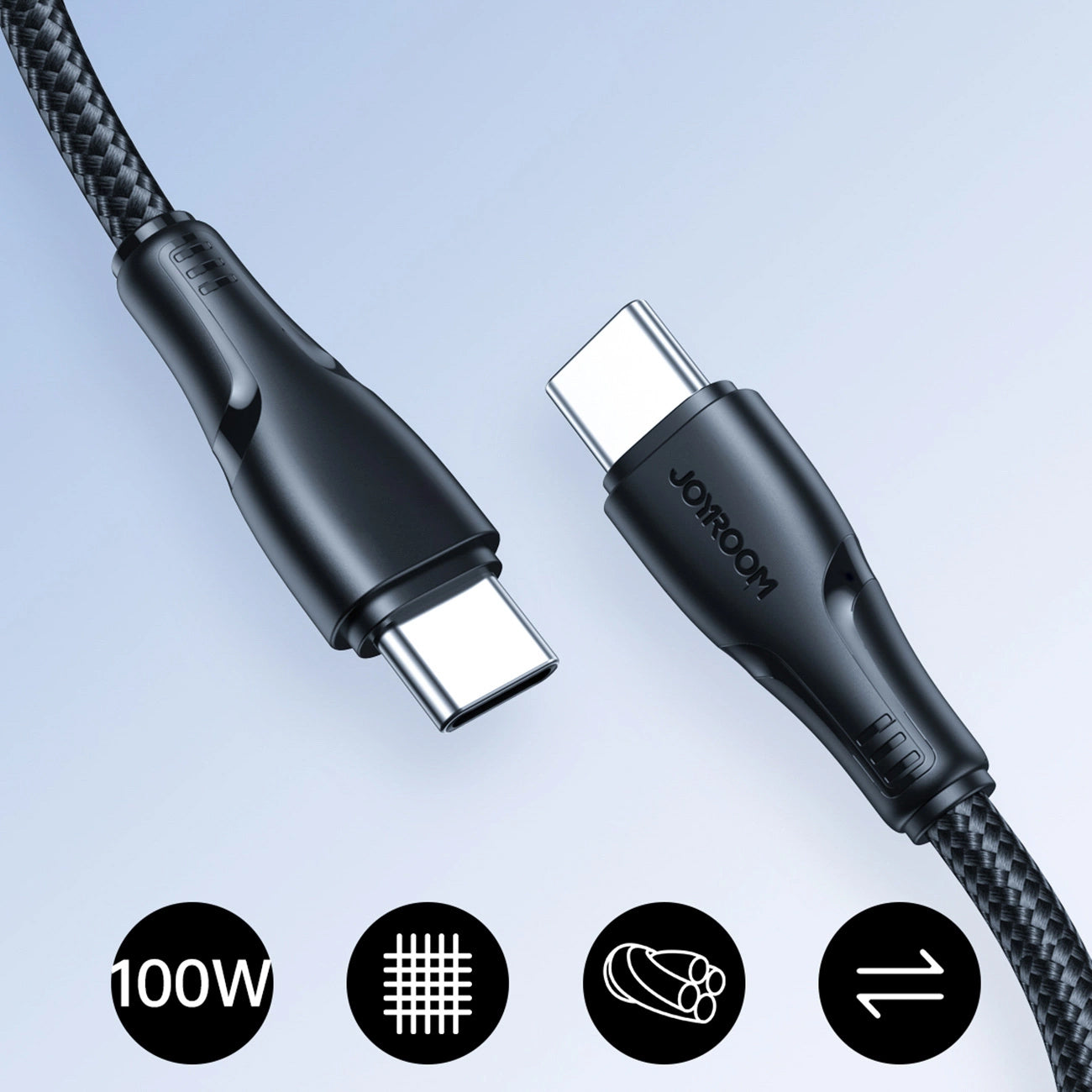 USB-C Data- en Oplaadkabel - USB-C Joyroom S-A11, 60W, 0.25m, Zwart
