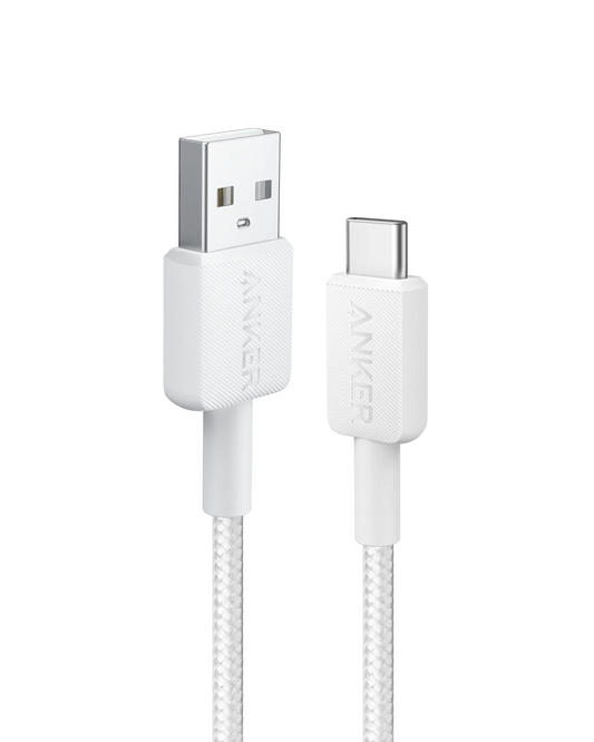Data- en Oplaadkabel USB-A - USB-C Anker 322, 18W, 1.8m, Wit A81H6G21