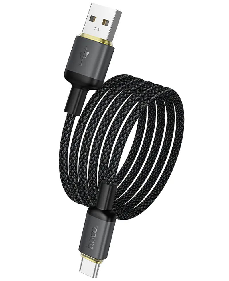 USB-A - USB-C Datakabel en Oplaadkabel HOCO X128 Benefit, 36W, 1m, Zwart