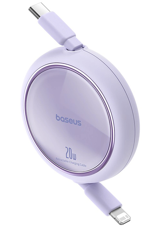 USB-C - Lightning Data- en Oplaadkabel Baseus Free2Pull Mini Uittrekbaar, 20W, 1m, Paars P10364501511-00