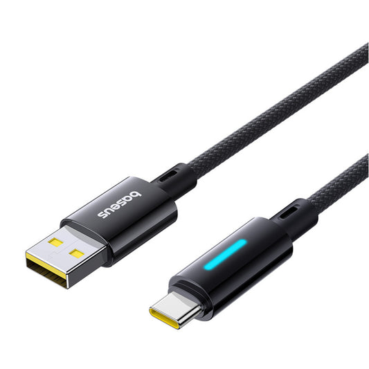 Data- en Oplaadkabel USB-A - USB-C Baseus Lit Button Control, 100W, 2m, Zwart P10379002121-01