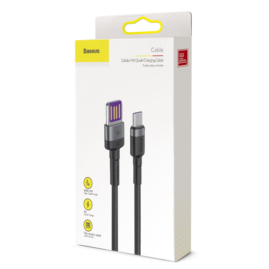Data- en oplaadkabel USB-A - USB-C Baseus HW Snelladen, 100W, 1m, Grijs CATKLF-PG1 CATKLF-PG1