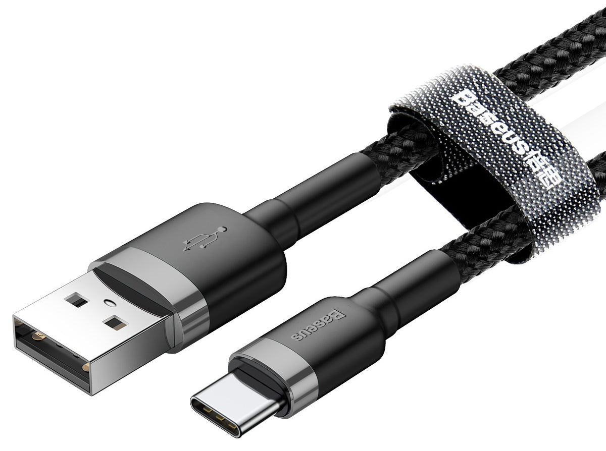Data- en Oplaadkabel USB-A - USB-C Baseus Cafule, 60W, 1m, Grijs CATKLF-BG1