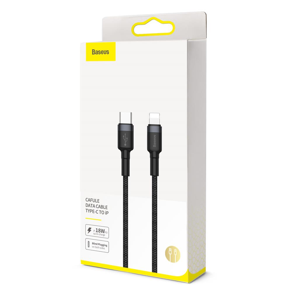 Data- en oplaadkabel USB-C - Lightning Baseus Cafule, 18W, 1m, Rood CATLKLF-91