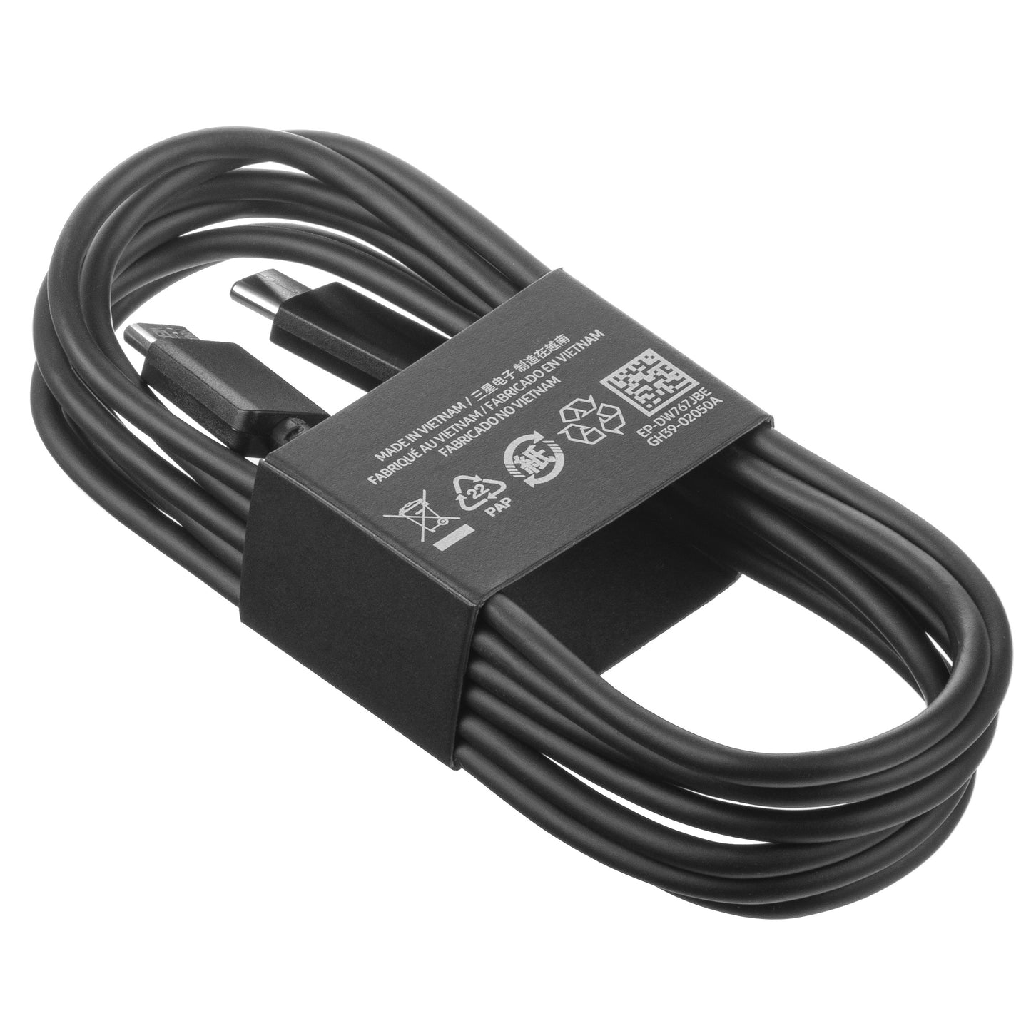 USB-C - USB-C Data- en Oplaadkabel Samsung EP-DW767JBE, 25W, 1.8m, Zwart GP-TOU021RFCBW
