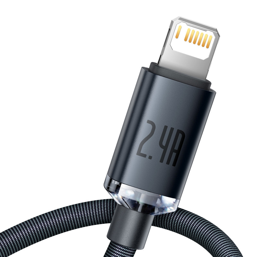 USB-A - Lightning Data- en Oplaadkabel Baseus Crystal Shine Series, 20W, 1,2m, Zwart CAJY000001