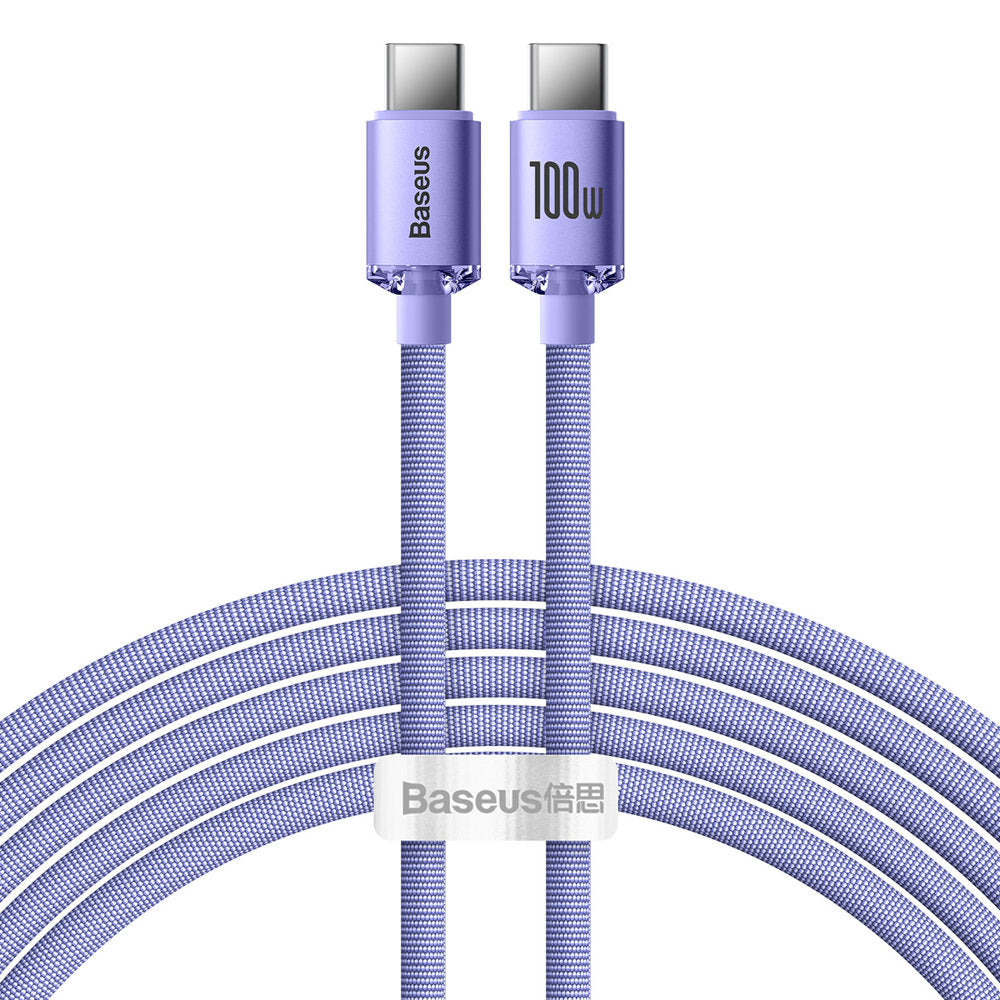 USB-C data- en oplaadkabel - USB-C Baseus Crystal Shine Series, 100W, 2m, paars CAJY000705